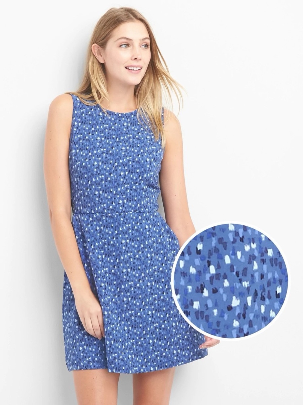 GAP Blue Printed Sleeveless Dress